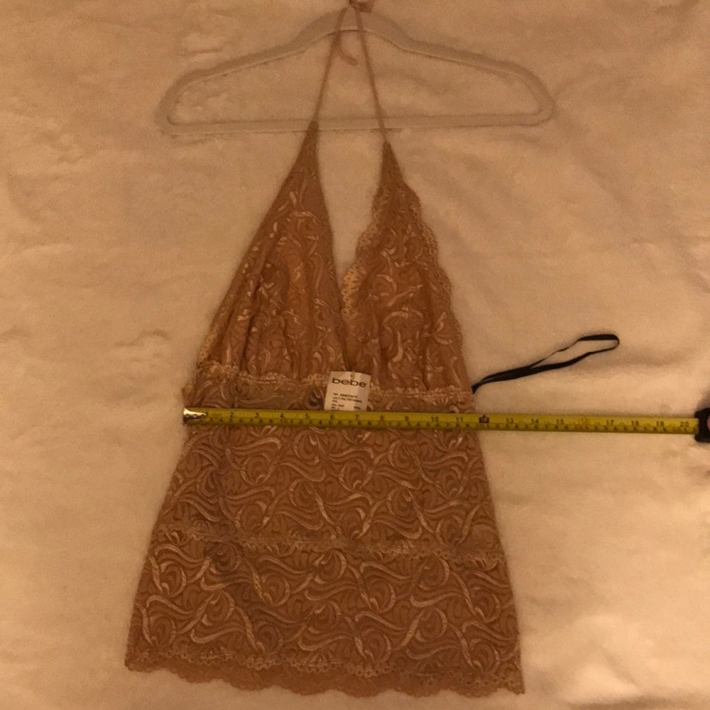 Bebe Lace Halter Top in Beige